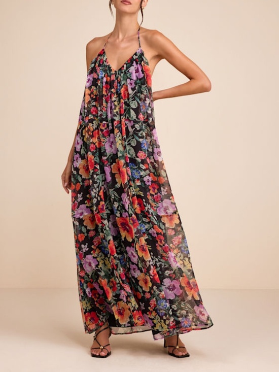 Lulus Dresses & Skirts - Lulus Ardelia Black Multi Floral Backless Shift Maxi Dress - Size XS